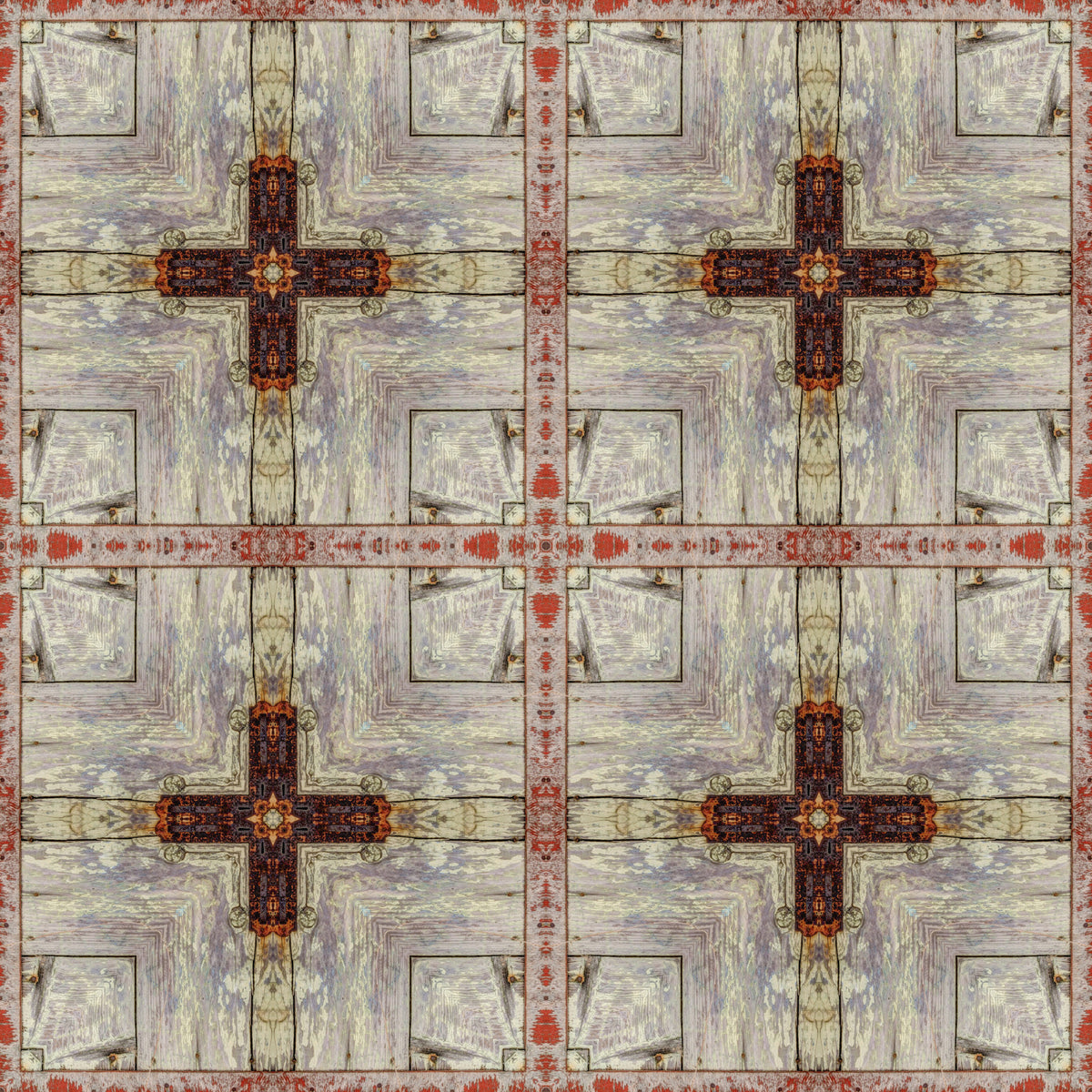 Aged Industrial Grid with Cross Overlay Wallpaper⁠ in your room