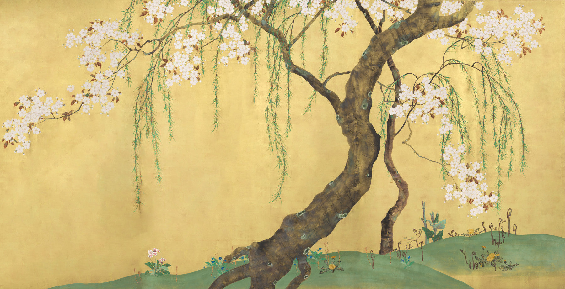 Oriental Willow and Blossom Garden Wall Mural