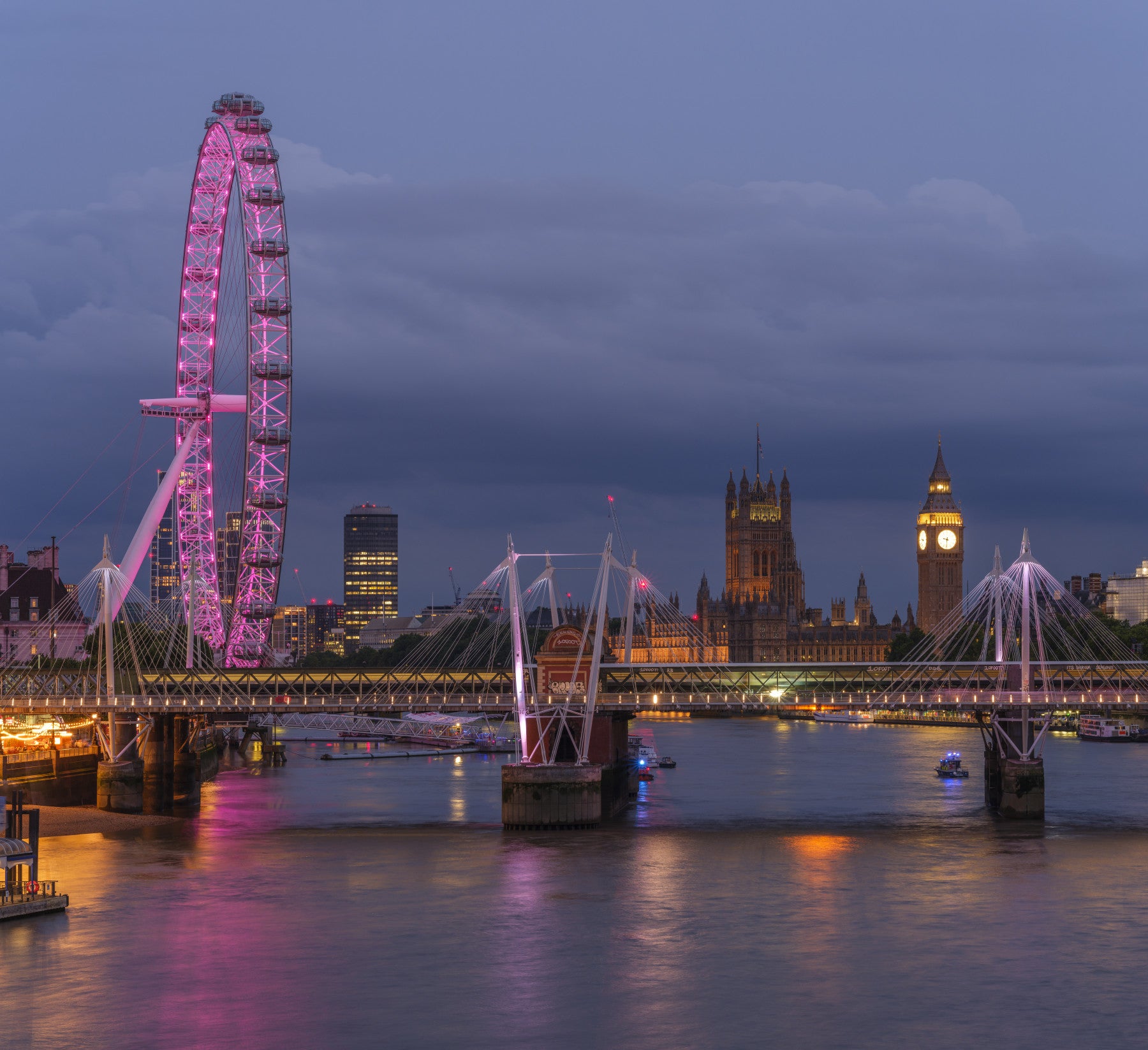 Evening River Thames Reflection Wall Mural