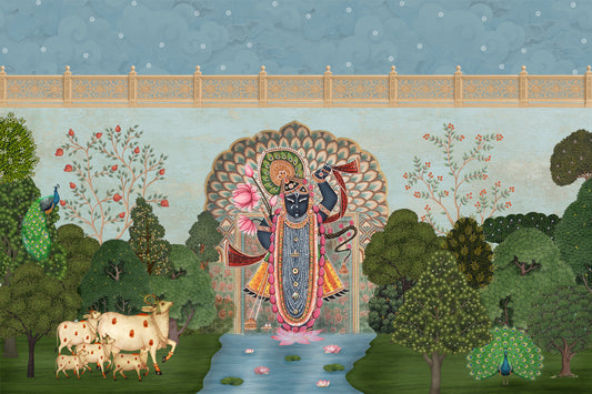Krishna Divine Garden Landscape Wall Mural