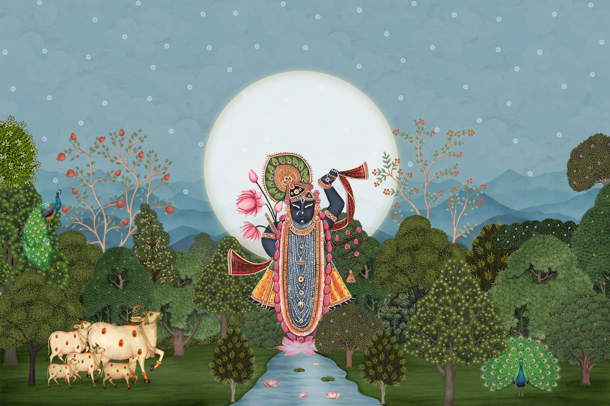 Divine Moonlight Forest Garden Wall Mural in your room