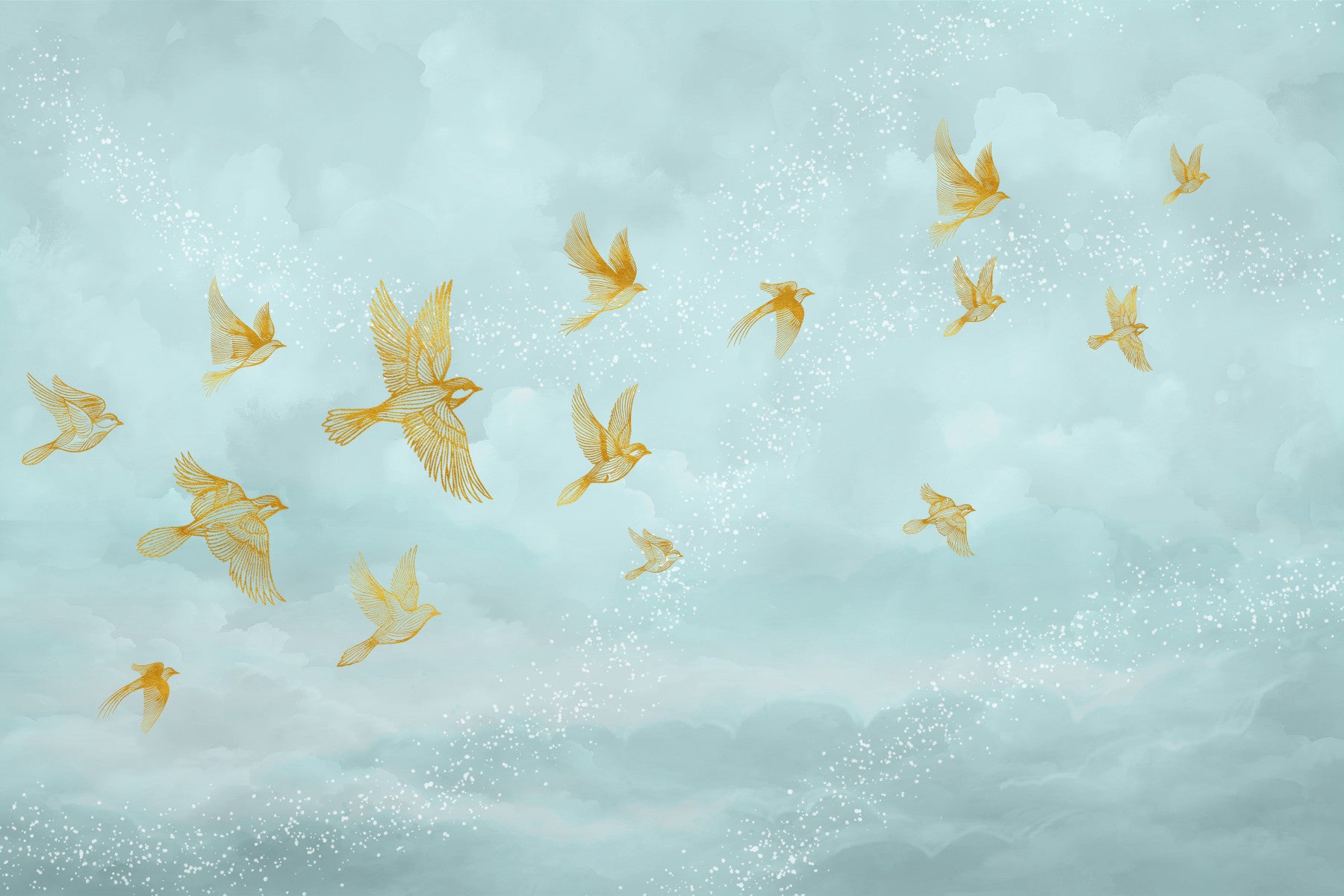 Golden Aviary Flight Wall Mural