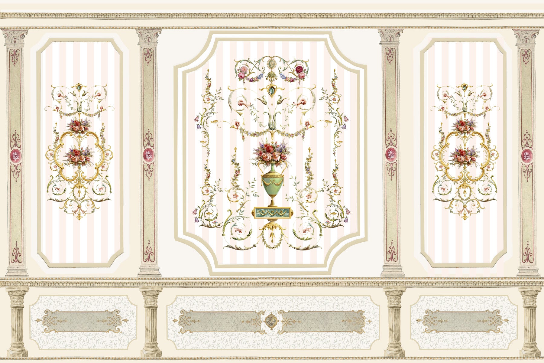 Regal Botanical Urn Motif Wall Mural
