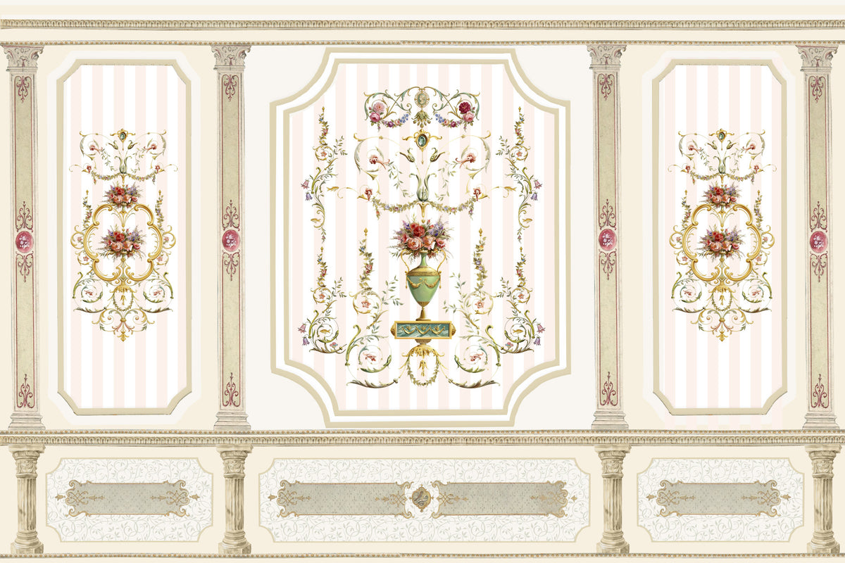 Regal Botanical Urn Motif Wall Mural in your room