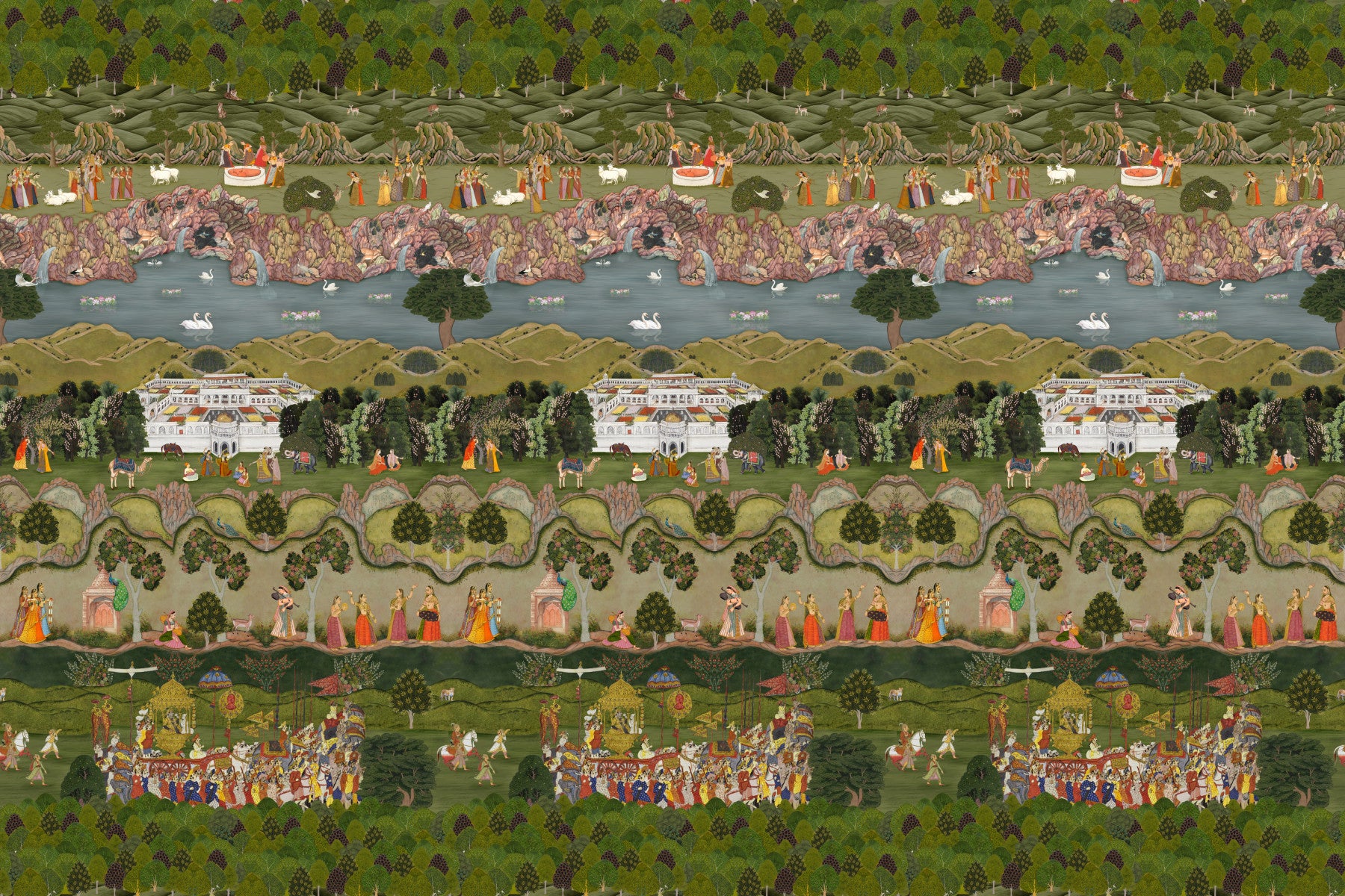 Mughal Heritage Garden Narrative Wall Mural