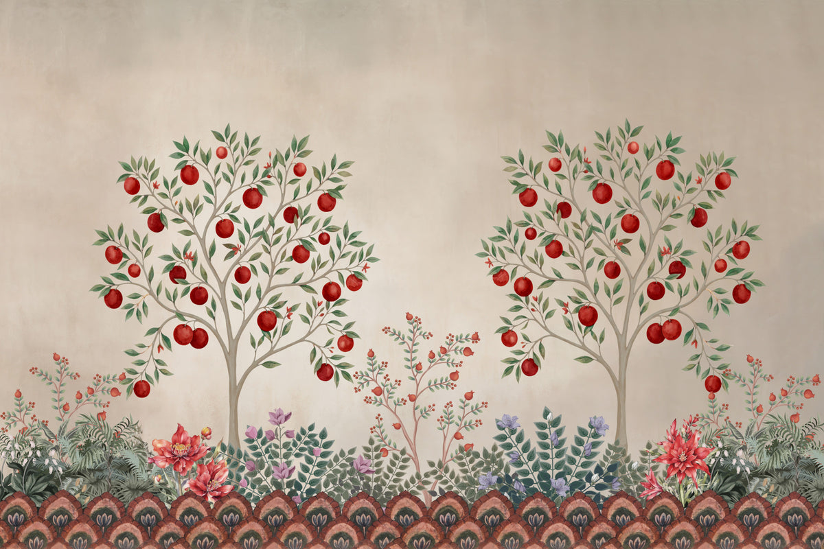 Rustic Fruit Orchard Heritage Print Wall Mural in your room