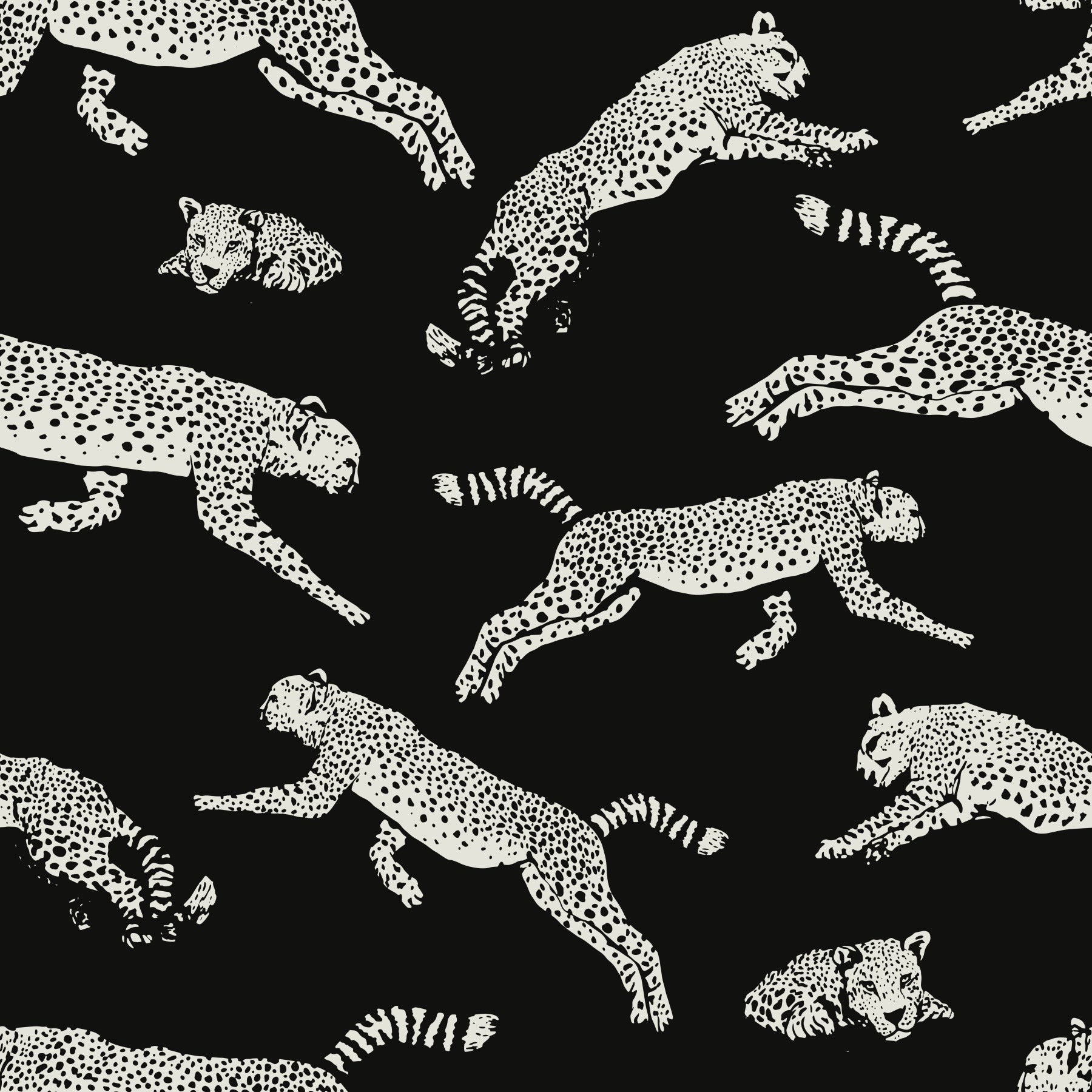 Monochrome Cheetah Motion Pattern Wallpaper⁠