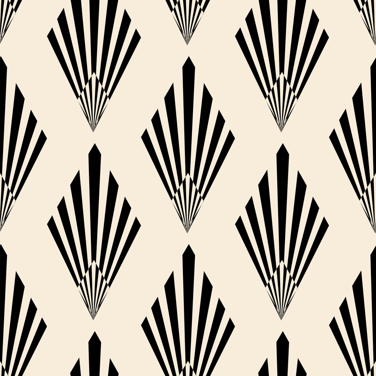 Geometric Art Deco Fan Pattern Wallpaper⁠ in your room — zoomed