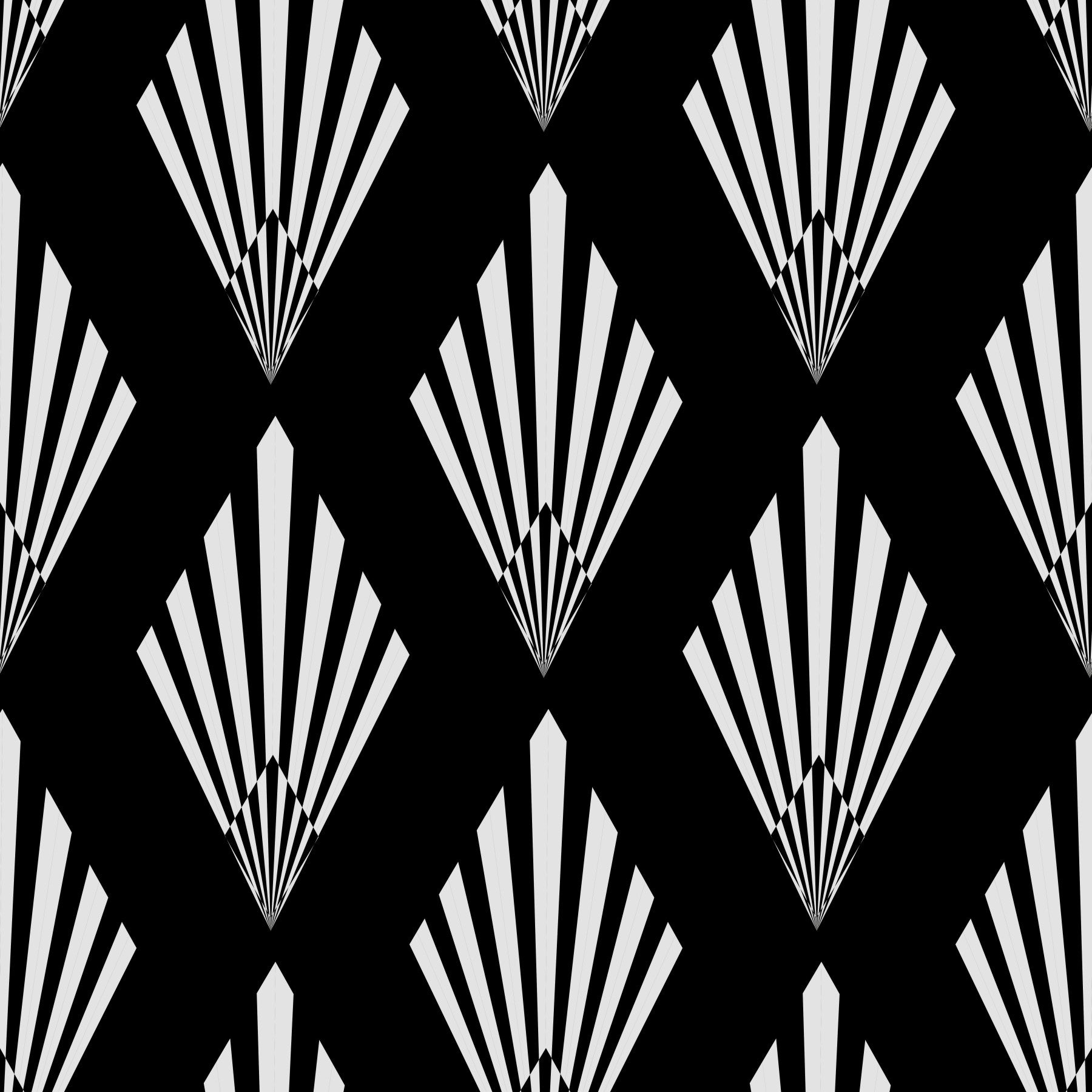 Monochromatic Art Deco Fan Pattern Wallpaper⁠