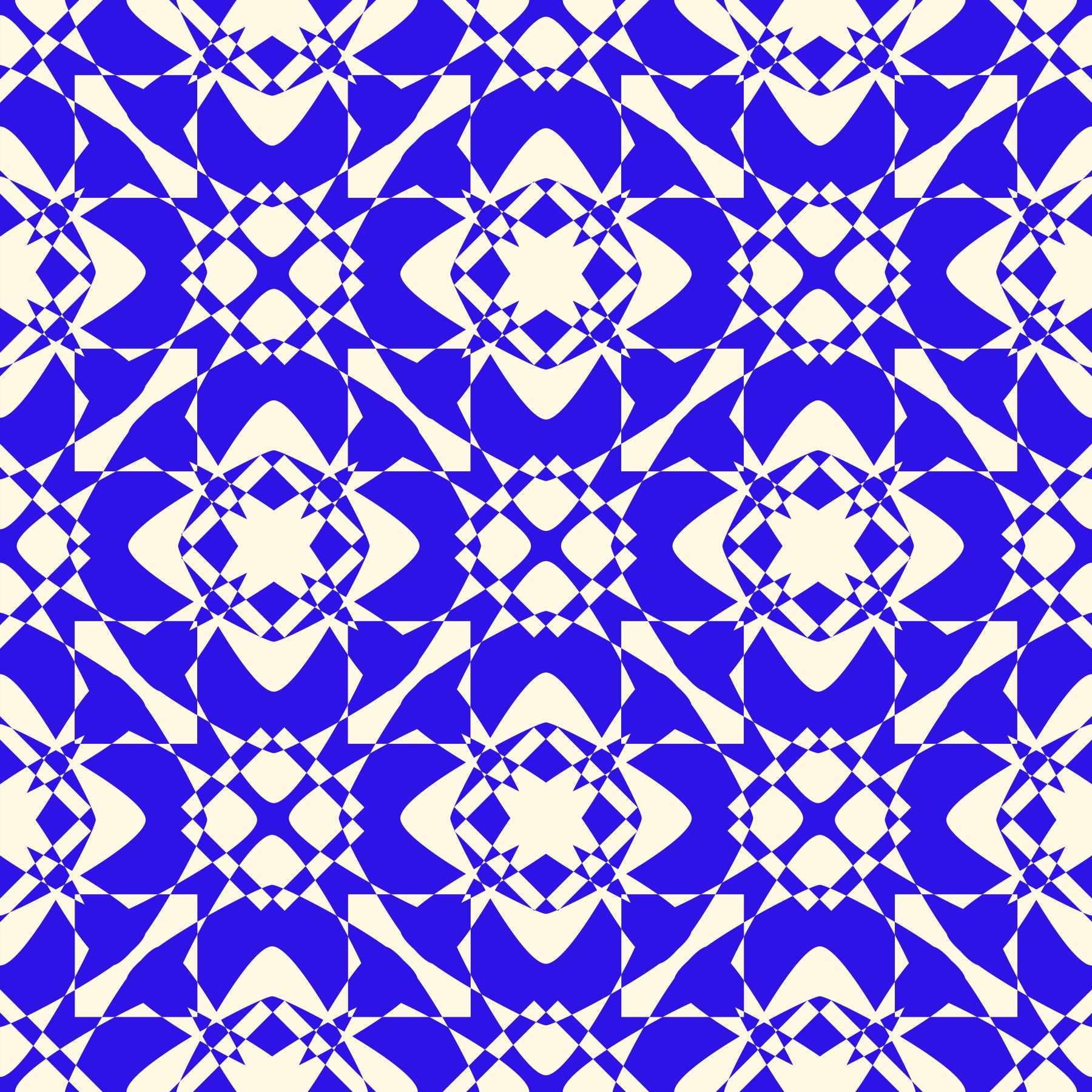 Bedroom styled with the geometric cobalt interlocking wallpaper GD12243
