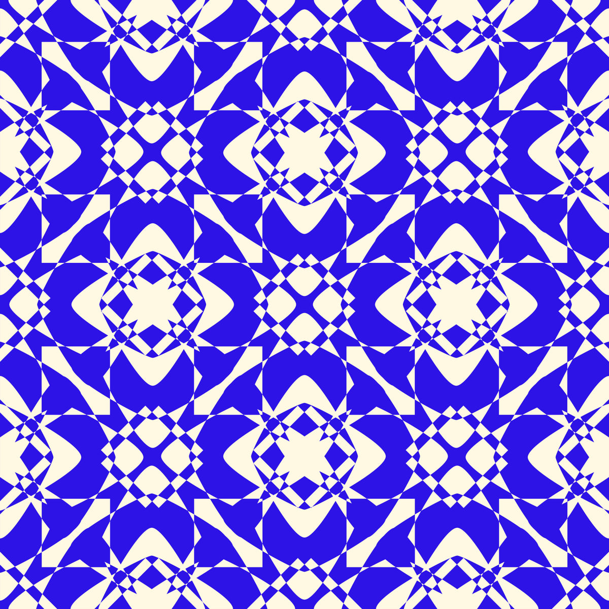 Geometric Cobalt Interlocking Pattern Wallpaper⁠ in your room
