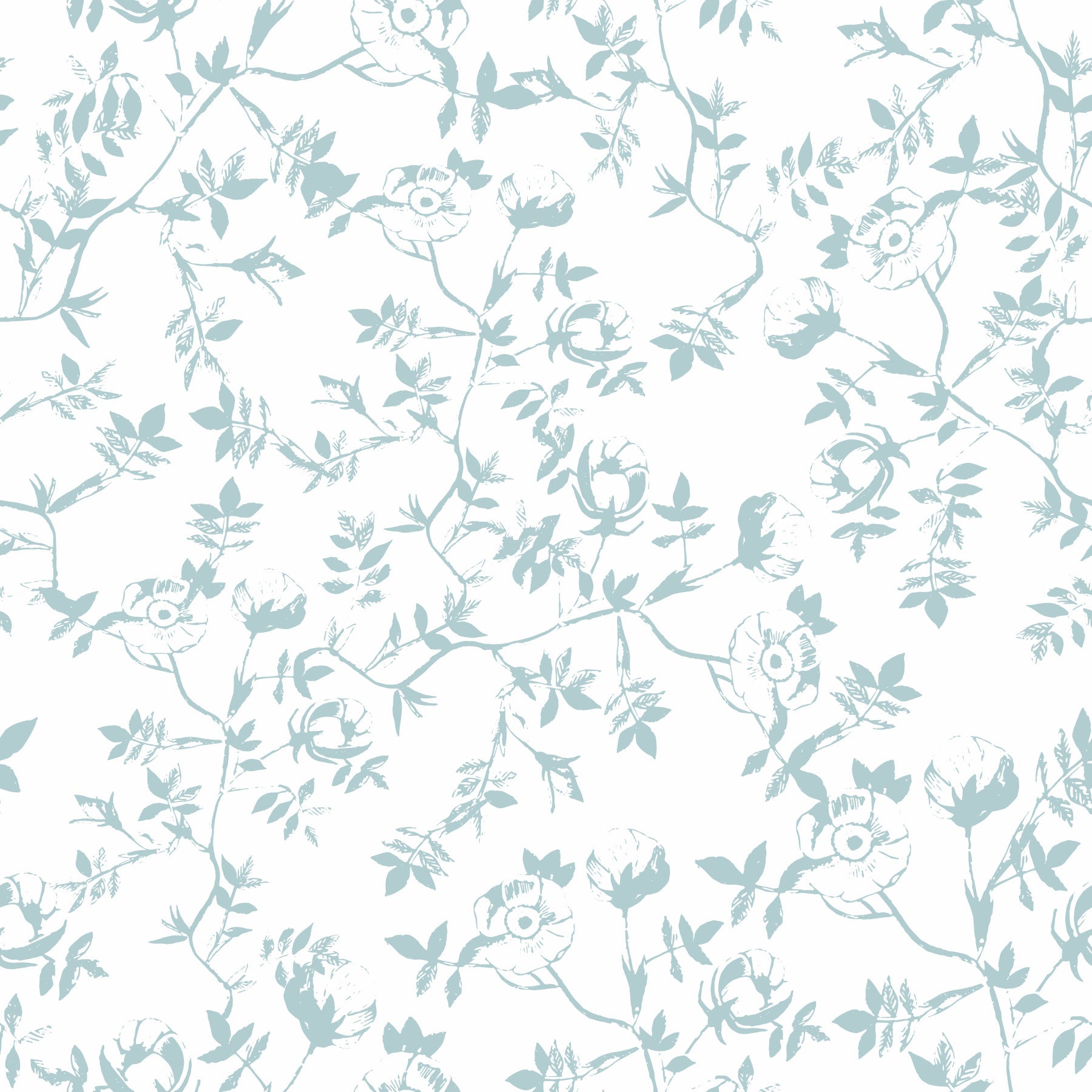 Serene Blue Floral Sketch Wallpaper⁠