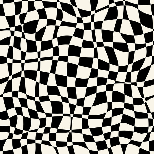Wavy Monochrome Checkerboard Wallpaper⁠