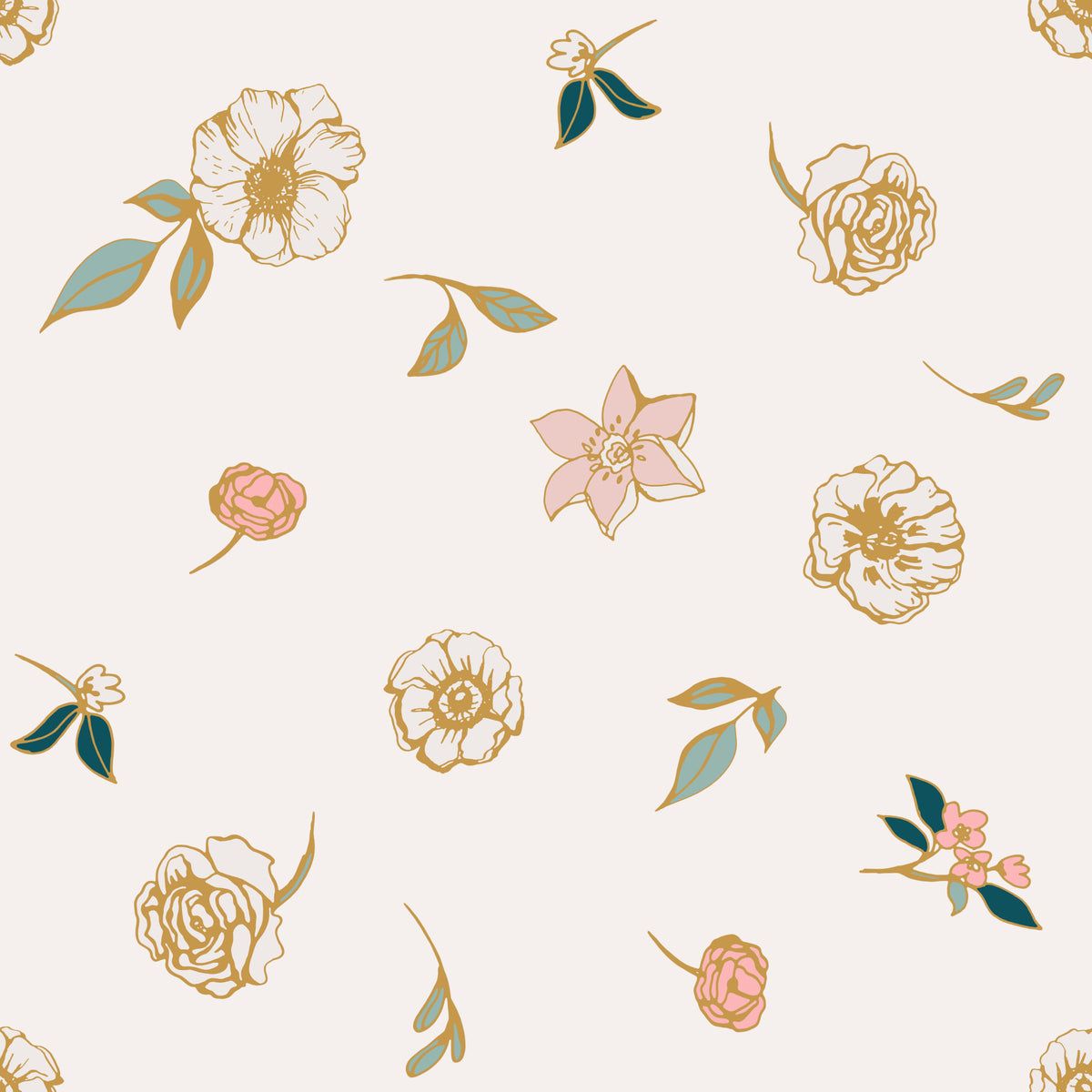 Soft Sage and Gold Meadow Wallpaper⁠