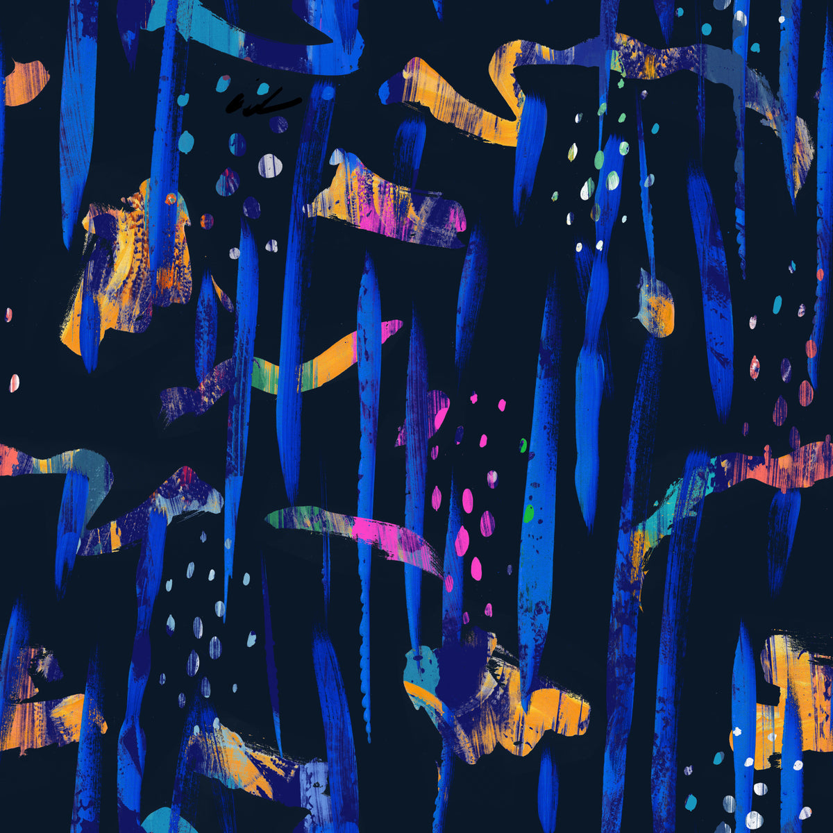 Midnight Blue Painted Harmony Wallpaper⁠ in your room — zoomed