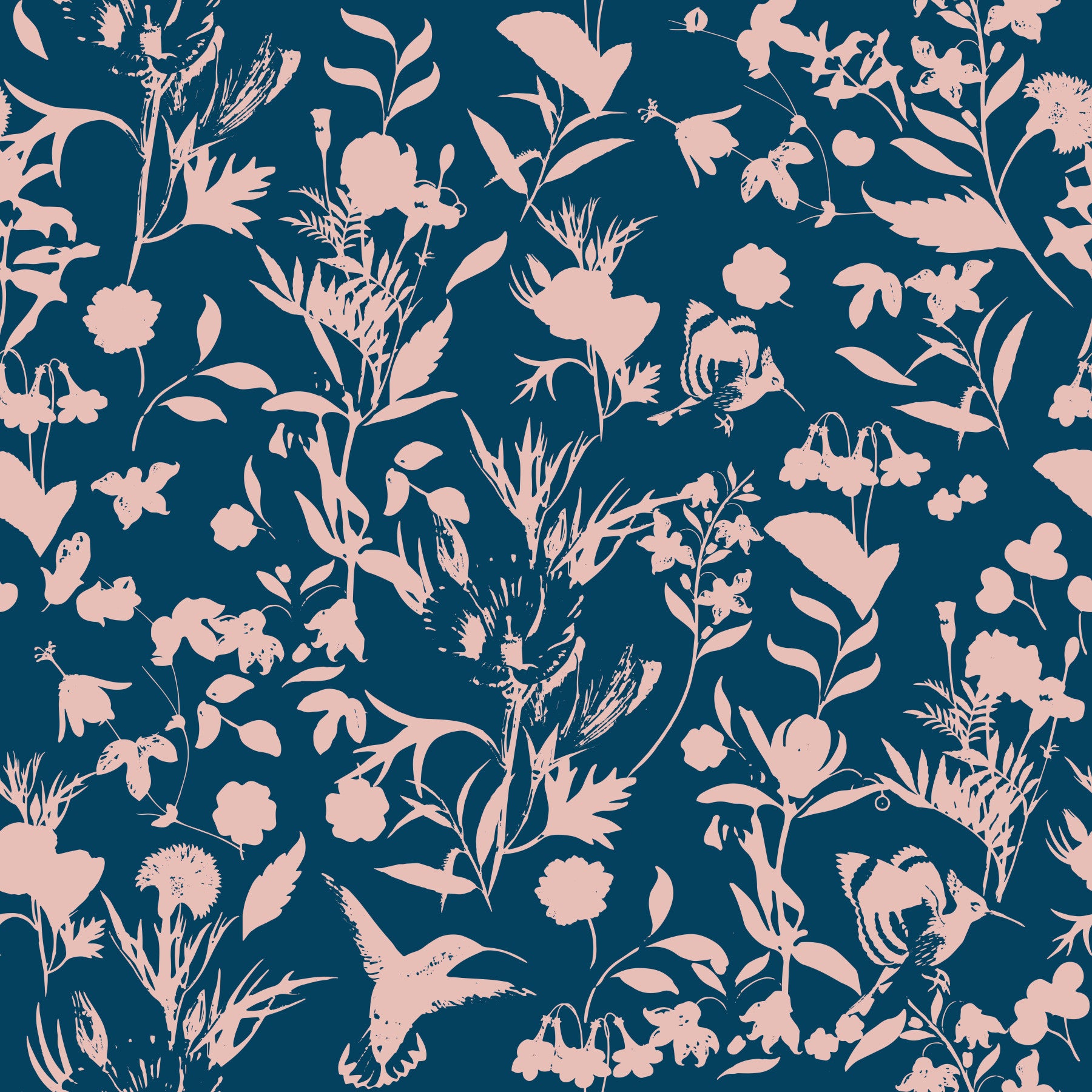 Midnight Flora Silhouette Wallpaper⁠