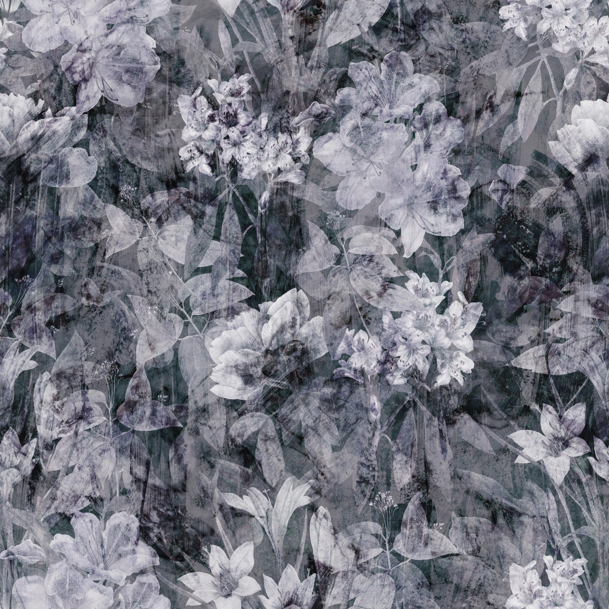 Midnight Flora Grunge Wallpaper⁠ in your room — zoomed
