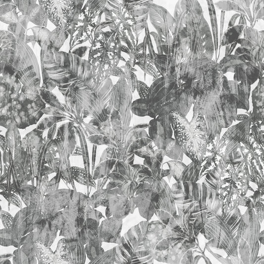 Monochrome Jungle Foliage Wallpaper⁠