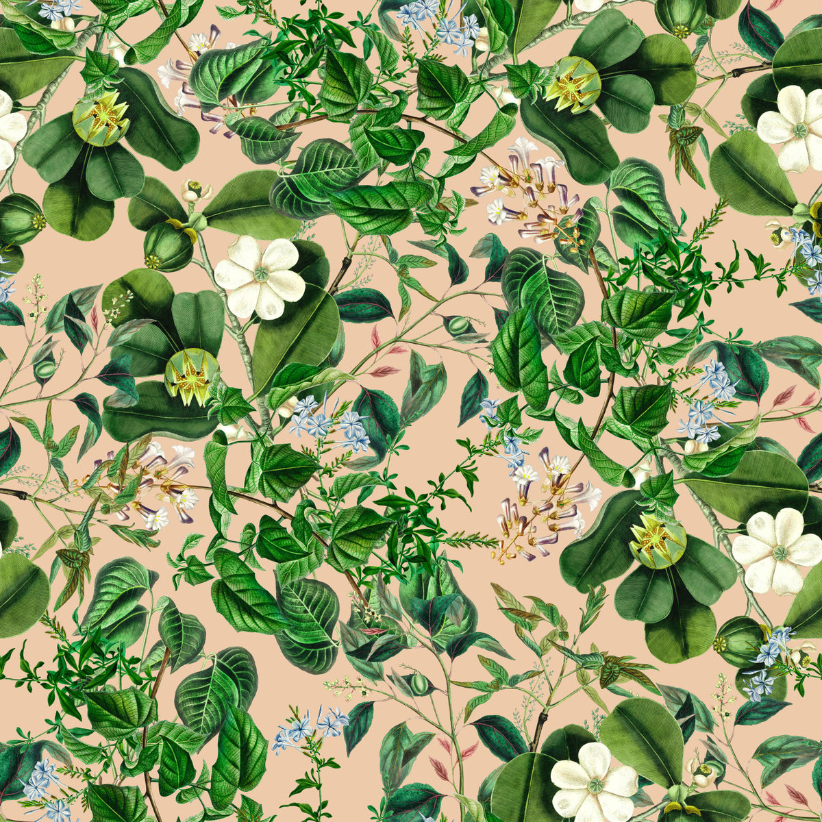 Vintage Botanical Foliage Wallpaper⁠ in your room — zoomed