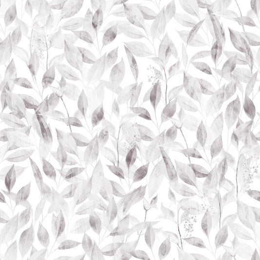Muted Grey Botanical Foliage Wallpaper⁠