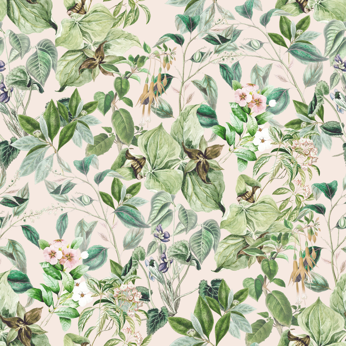 Soft Sage Floral Meadow Wallpaper⁠