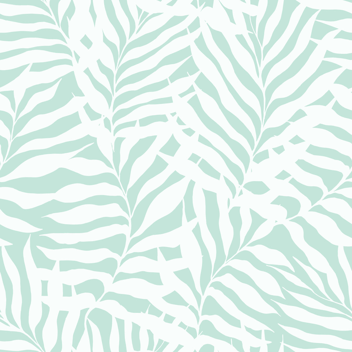Soft Mint Tropical Fern Leaves Wallpaper⁠ in your room — zoomed