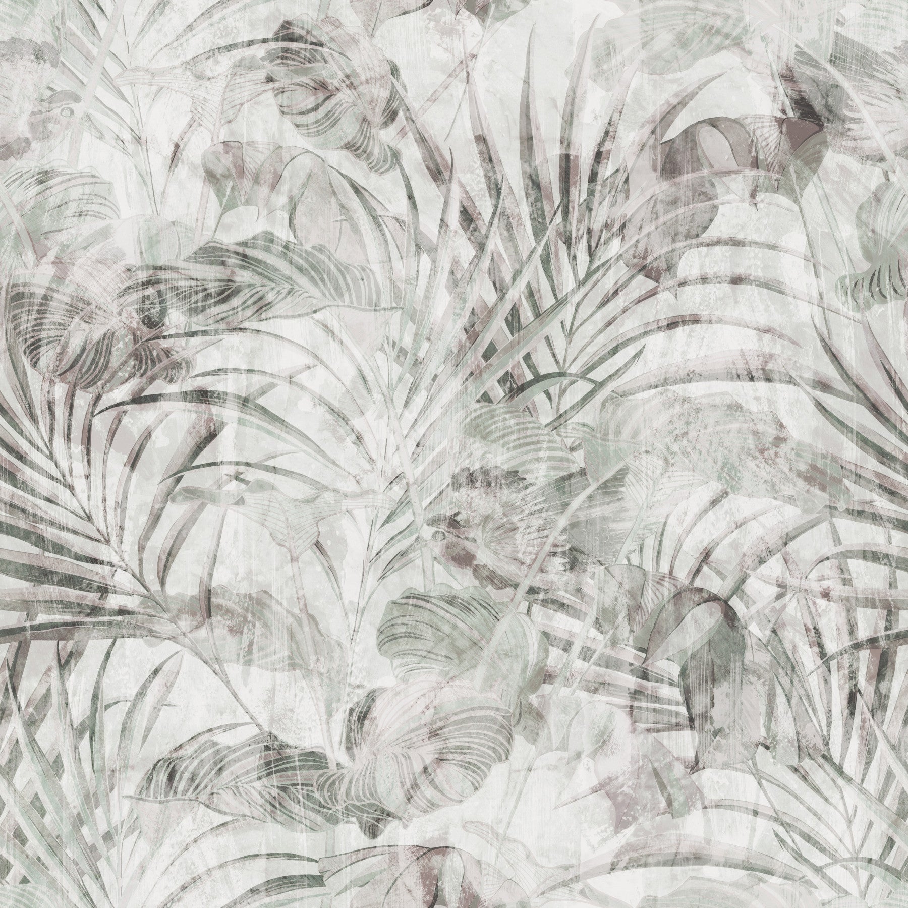 Muted Tropical Foliage wallpaper in a calm living room GD12351