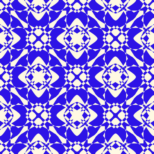 Modern Blue and Cream Abstract Grid Wallpaper⁠