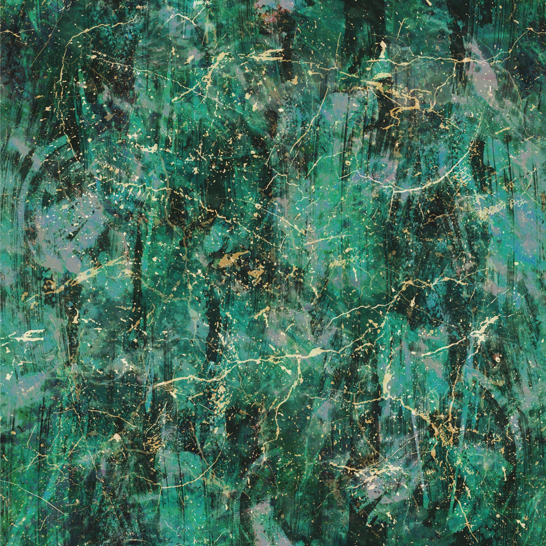 Abstract Emerald Fractured Glaze Wallpaper⁠
