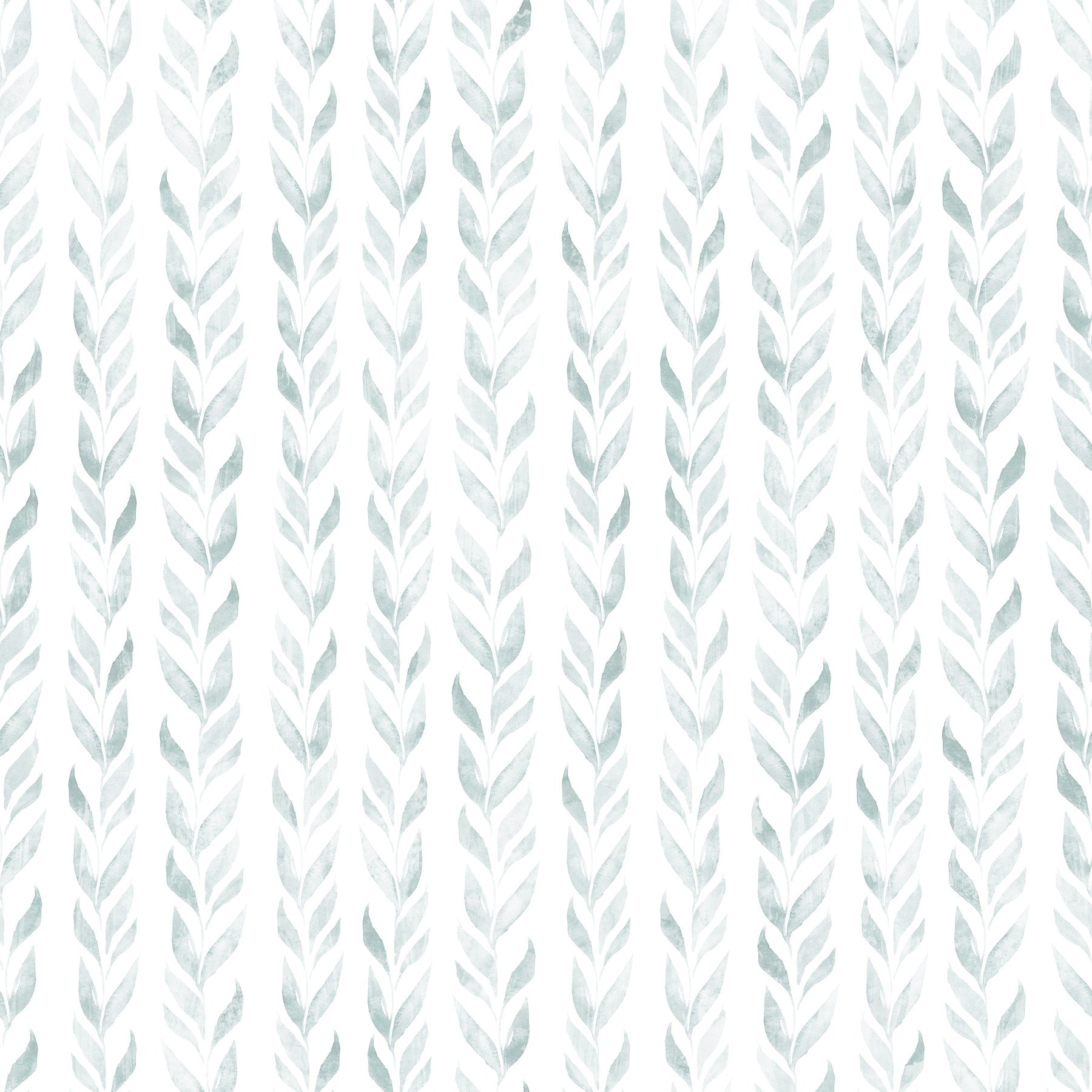 Vertical leaf vines line a calm living room in the Watercolor wallpaper GD12359