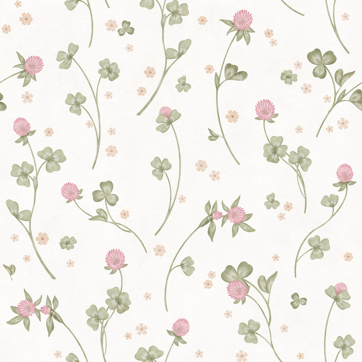 Meadow Clover Botanical Illustration Wallpaper⁠ in your room — zoomed