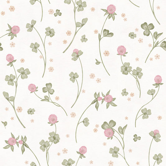 Meadow Clover Botanical Illustration Wallpaper⁠