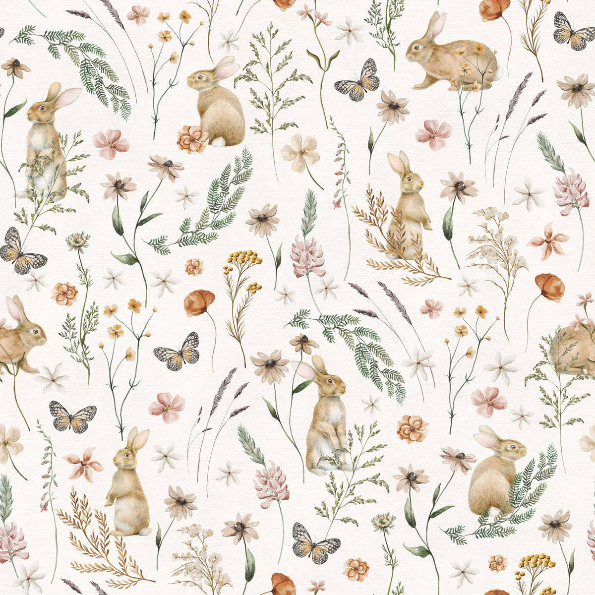 Enchanted Woodland Bunny Trail Wallpaper⁠ in your room — zoomed