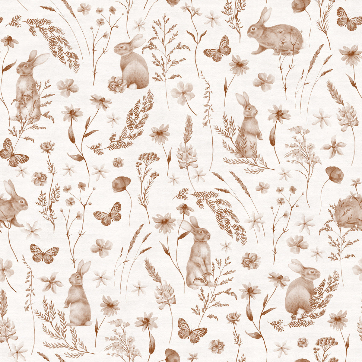 Rustic Woodland Rabbit Meadow Wallpaper⁠ in your room