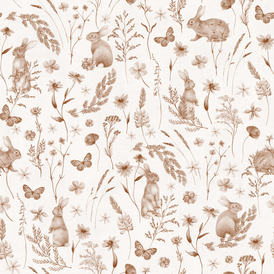 Rustic Woodland Rabbit Meadow Wallpaper⁠