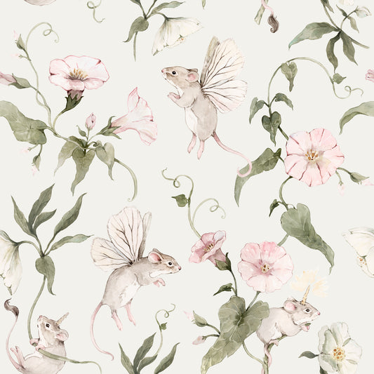 Enchanted Floral Meadow with Fairies Wallpaper⁠