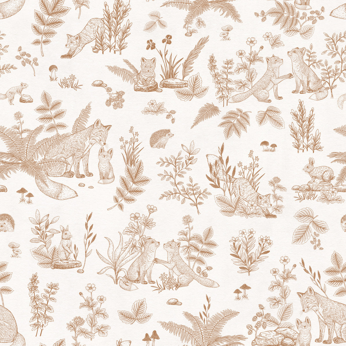 Enchanted Forest Line Art Wallpaper⁠ in your room — zoomed