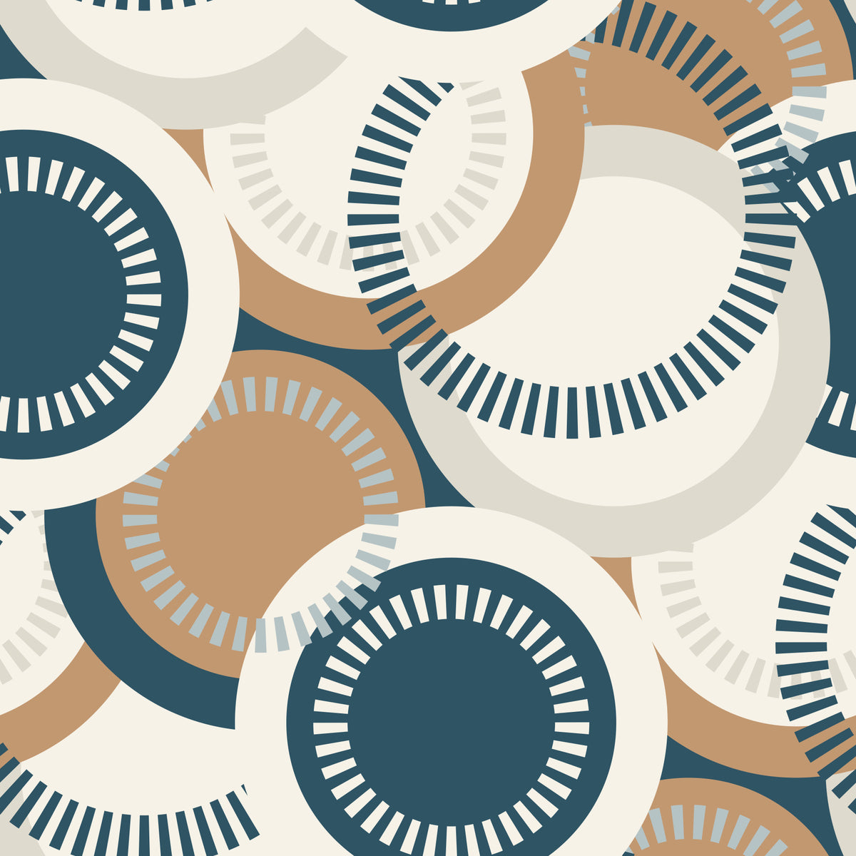 Modernist Circular Mosaic Wallpaper⁠ in your room — zoomed
