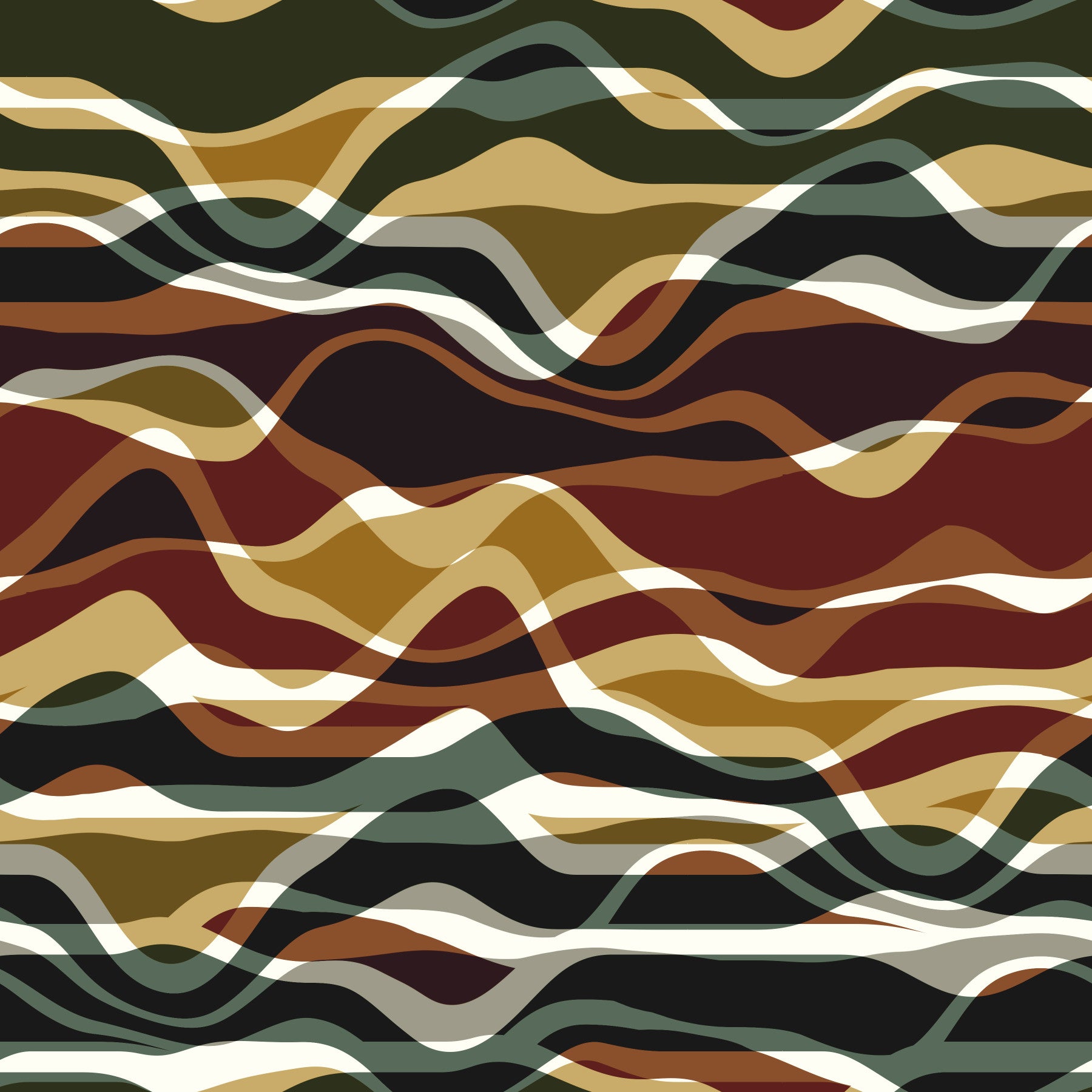 Earthy Wavy Layered Stripes Wallpaper⁠