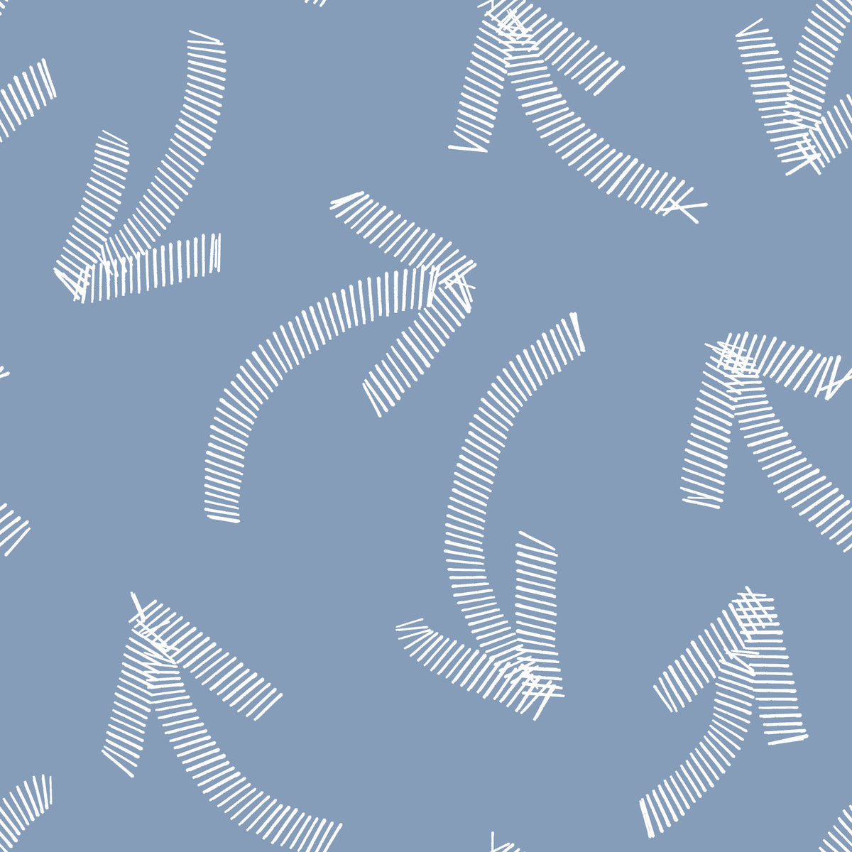 Minimalist Scribble Arrows on Muted Blue Wallpaper⁠ in your room — zoomed