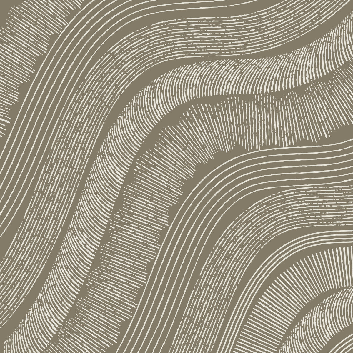 Taupe Wavy Etched Lines Wall Mural in your room — zoomed