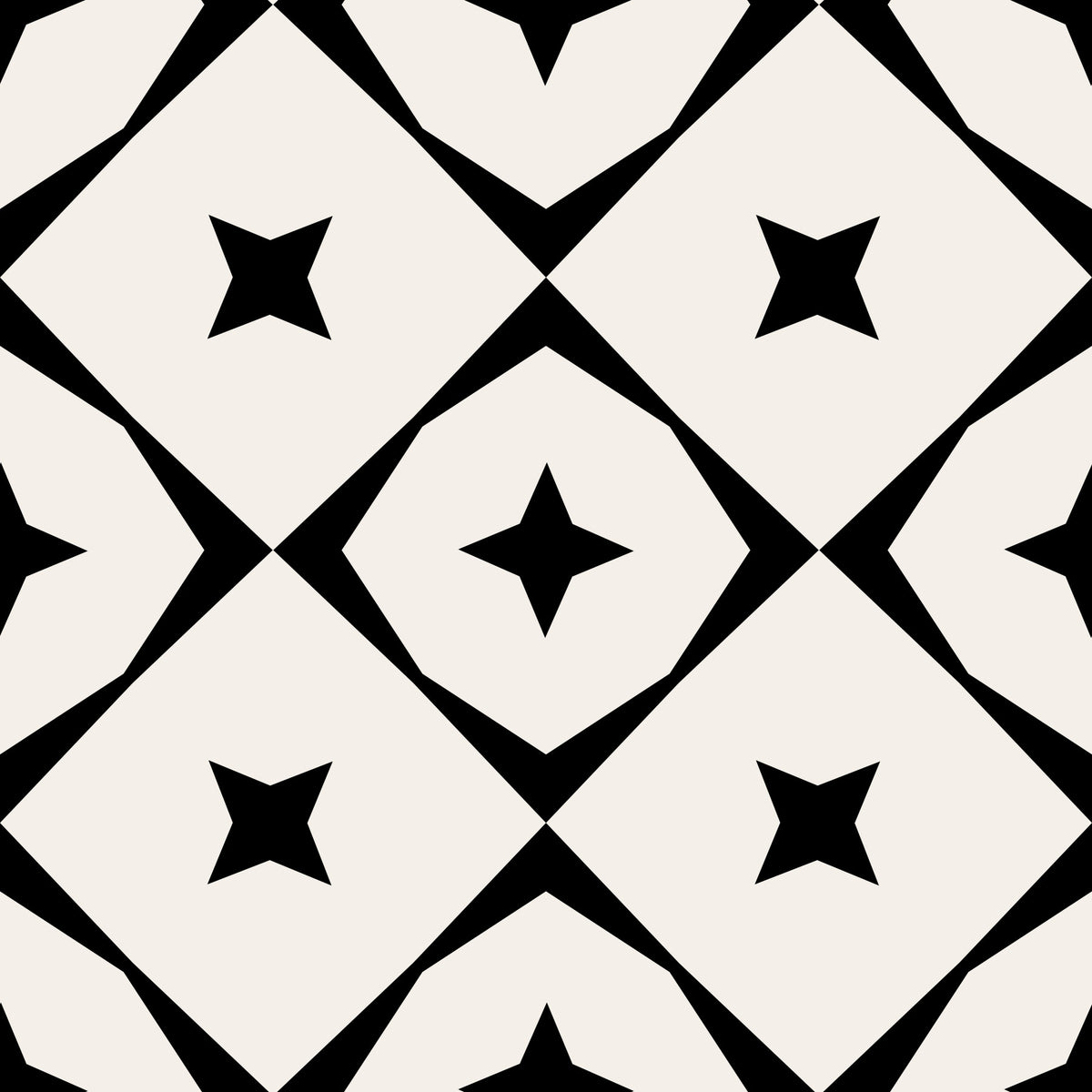 Monochrome Geometric Star Grid Wallpaper⁠ in your room