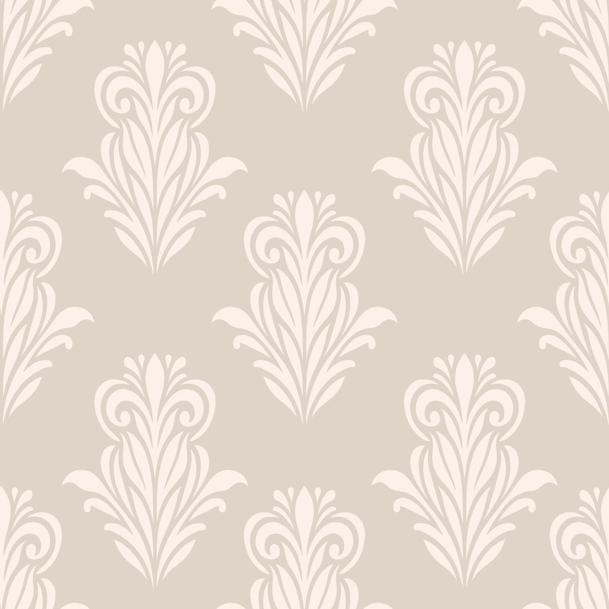 Creamy Damask Scroll Pattern Wallpaper⁠ in your room