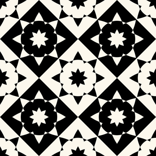 Graphic Starburst Geometric Motif Wallpaper⁠