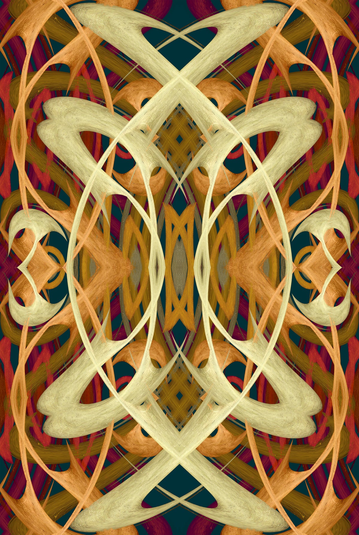 Art Nouveau Colorful Whiplash Lines - PRALINÉ Wallpaper⁠ in your room — zoomed