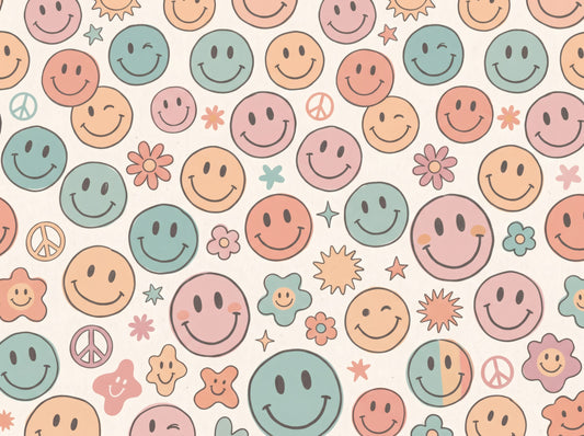 Retro Happy Face Groovy Smiles Wall Mural