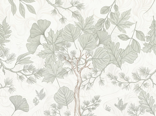 Serene Woodland Sketch Wall Mural