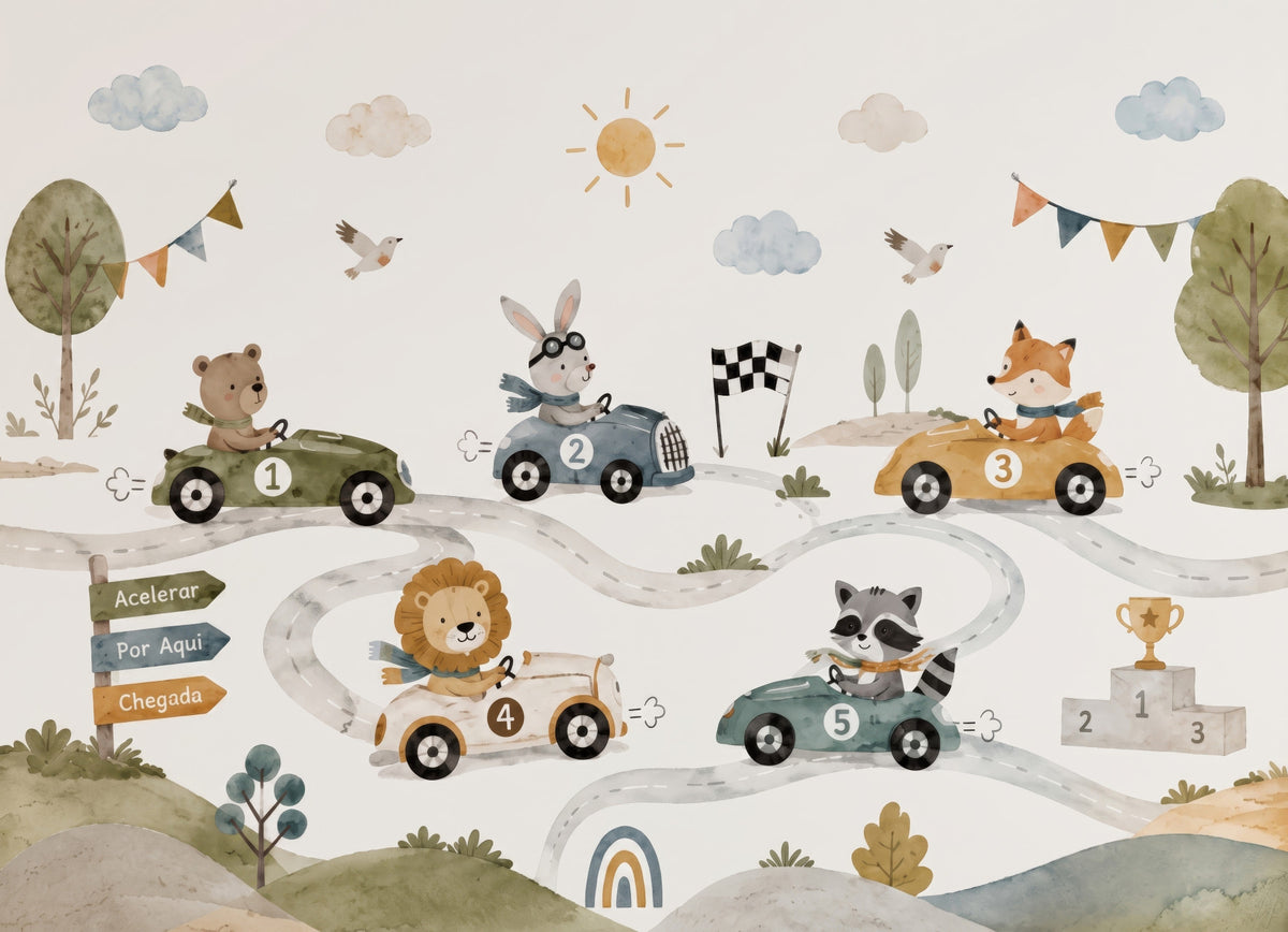 Animal Race Adventure Wall Mural in your room