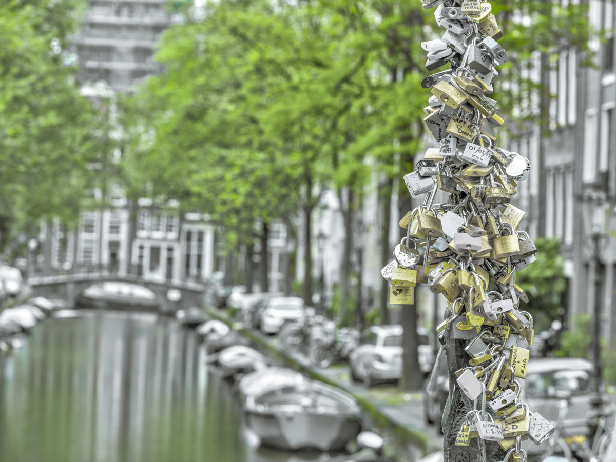 Romantic Bridge Padlocks Wall Mural in your room — zoomed