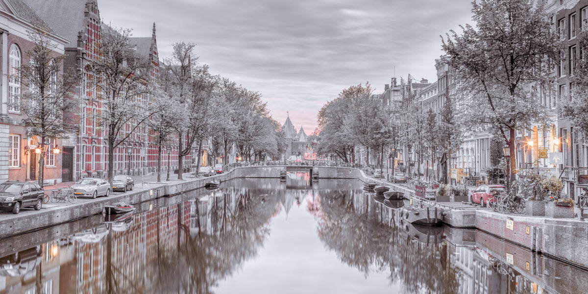 Twilight Reflections on Historic Waterways Wall Mural in your room — zoomed